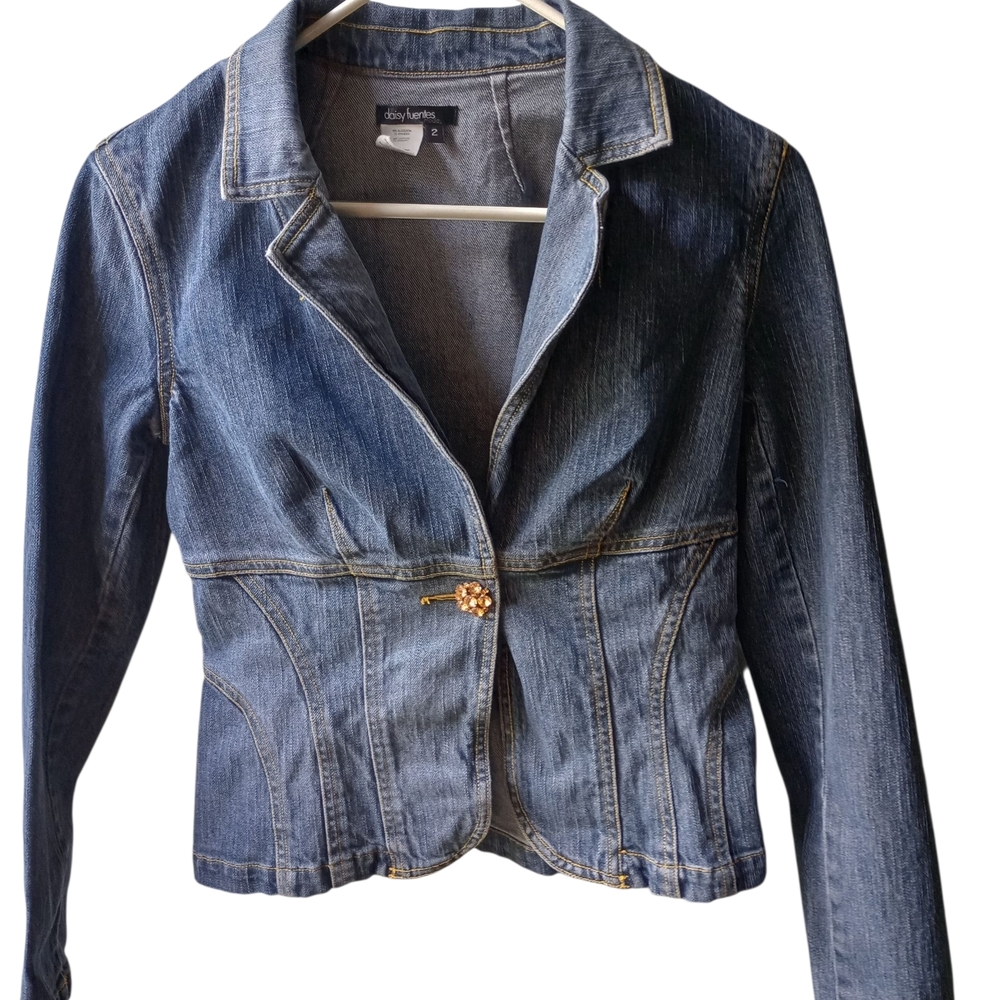 Daisy Fuentes Blue Fitted Denim Jacket Women’s 2